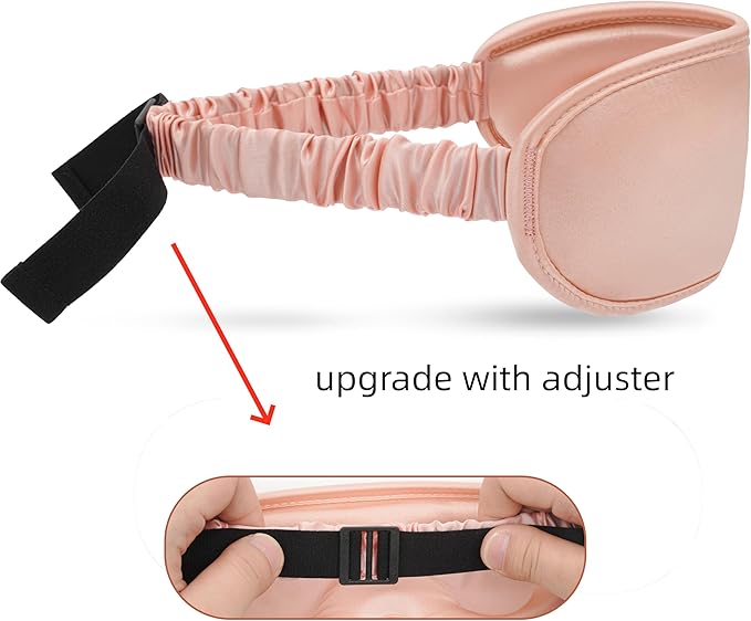 ALASKA BEAR Upgraded Silk Eye Mask with Deep Contour Molded Cups for Beauty Sleep & Lashes Extensions, Zero Pressure Sleeping Eye Cover with Silk-Cover Adjustable Strap