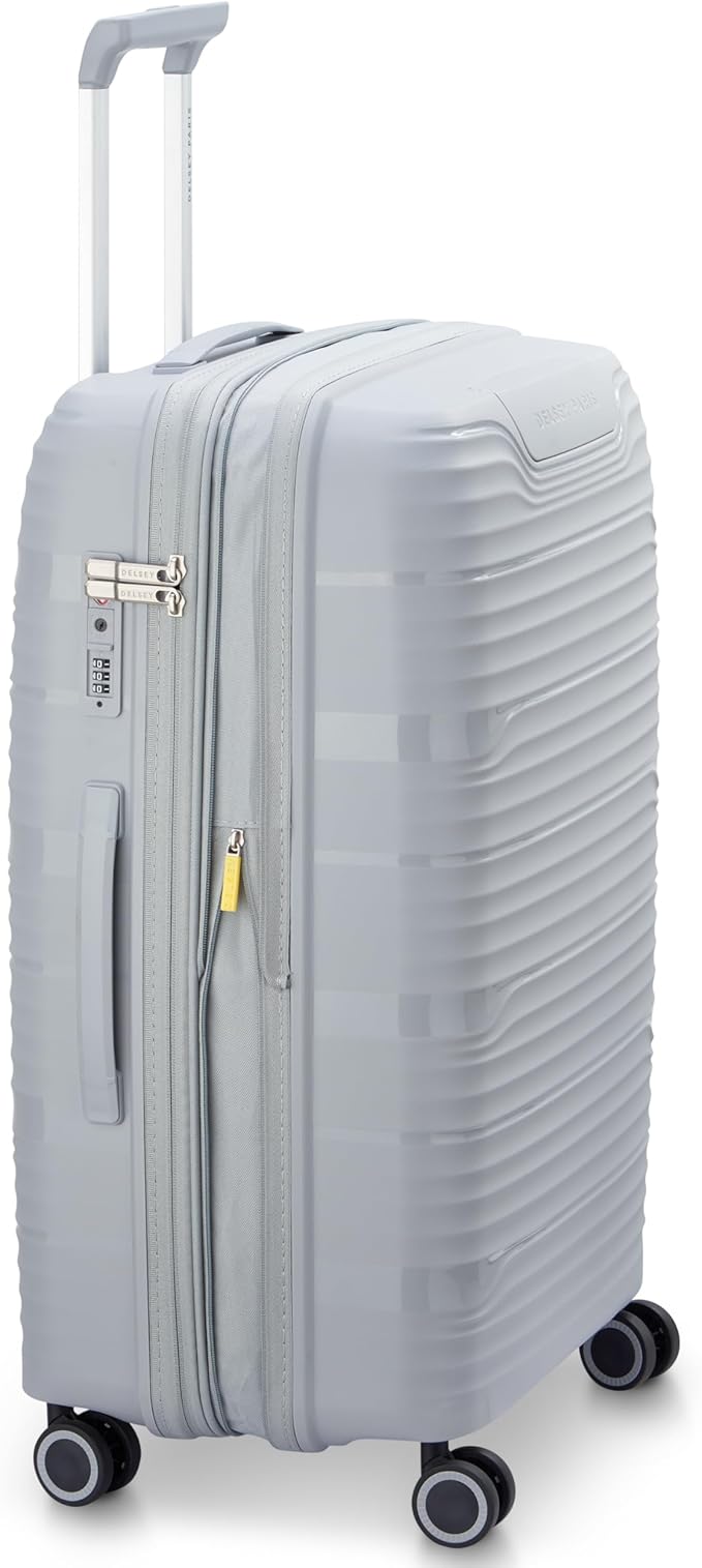 DELSEY Paris Dune Hardside Expandable Luggage with Spinner Wheels, Lunar Rock, Checked-Medium 25 Inch
