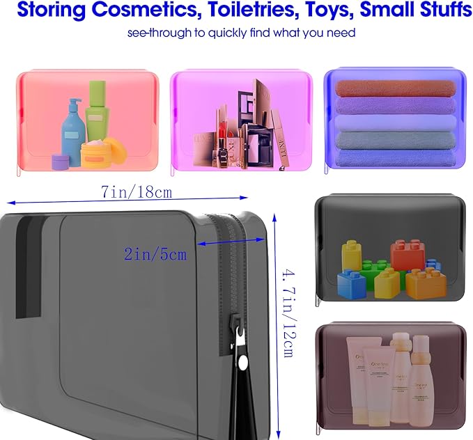 ZHOOGE 6 Pack Clear Cosmetic Bag Makeup Bags Toiletry Bag with Zipper and Handle, TSA Approved Clear Organizer Bags, PVC Cosmetic Pouch for Women and Men Fit Carry-on Travel Essentials