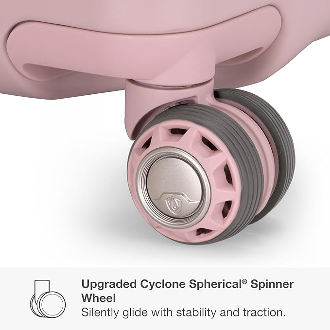 Traveler's Choice Ultimax II Polycarbonate Hardside Luggage with Spinner Wheels, Pink, 21-Inch Carry-On