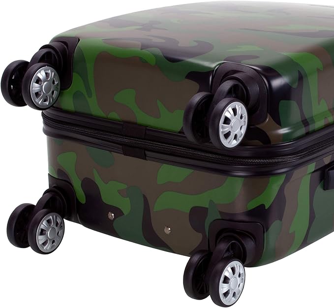 Rockland Safari Hardside Spinner Wheel Luggage, CAMO, 3 Piece (20"/24"/28")