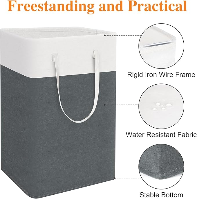 laundry basket 3-Pack, laundry hamper, Hamper with handles, collapsible laundry baskets, Waterproof dirty clothes hamper, Towel Storage for Home or Dorm, 88L-Grey