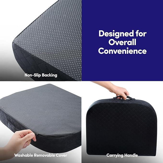 Extra Large Seat Cushion for Office Chair ✅- Ergonomic Pillow for Desk Chair, Wheelchair, Airplane, Stadium, Car Seat, Gamers ✅– Non-Slip Support Pad for Work, Automotive & Mobility, 19" x 17" x 3"