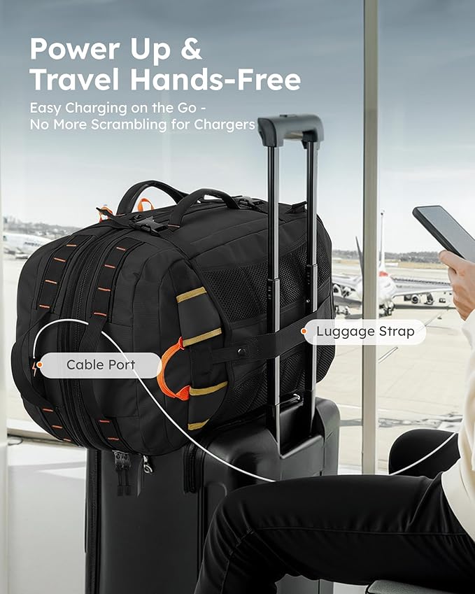 Tolaccea Travel Backpack for Men Women, 40L-50L Carry On Backpack with Wet Dry Compartment, Flight Approved Laptop Daypack Fits 15.6", Convertible Expandable Large Rucksack Duffel Bag for Work Travel