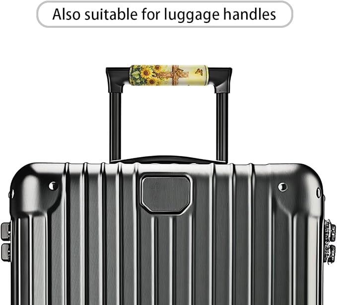 BIGCARJOB Sunflower Cross Print Luggage Handle Cover 2 Pcs Suitcase Identifier Protective Cover Trolley Case Grip Travel Luggage Handle Wrap Luggage Accessories