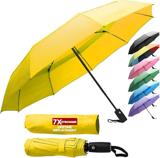 ZENO Travel Umbrella Compact - Small Umbrella for Backpack & Purse, Portable Automatic Umbrellas for Rain, Windproof, Reinforced Fiberglass Ribs, Water-Repellent Teflon