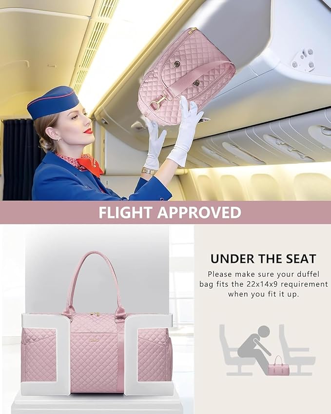 Women Weekender Travel Duffle Bag: Travel Duffel Overnight Bags with Shoe Compartment Large Carry on Tote with Toiletry Bag Weekend Traveling Yoga Gym Hospital Bag for Women with Wet Pocket Pink