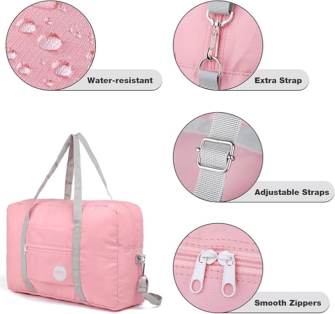 WANDF For Spirit Airlines Personal Item Bag 18x14x8 Travel Duffel Bag Underseat Foldable Carry-on Luggage for Women