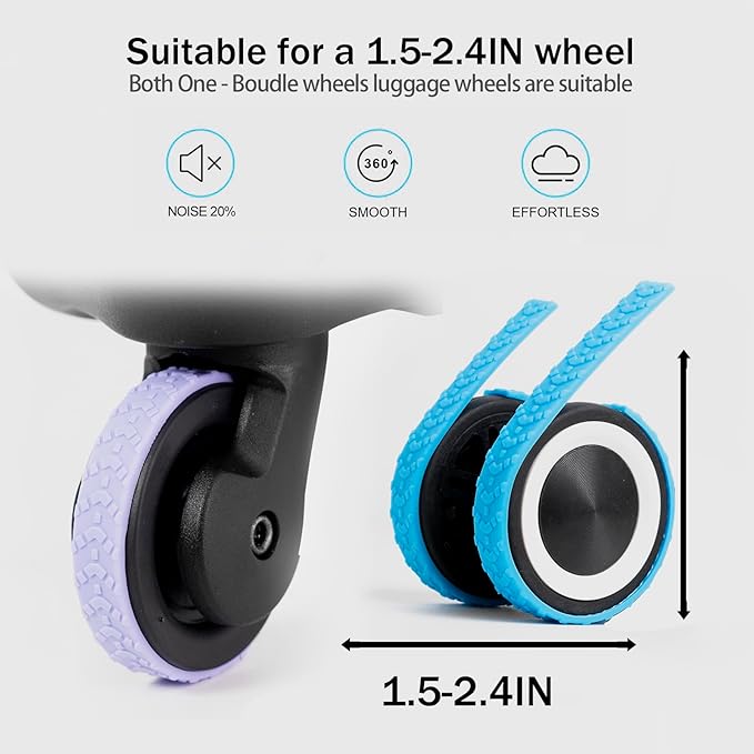 8 pack Luggage Wheel Covers,Adhesive Silicone Silent luggage wheel suitcase wheel covers protector covers Cover for Carry-on Luggage 2-2.6 inches (BLACK)