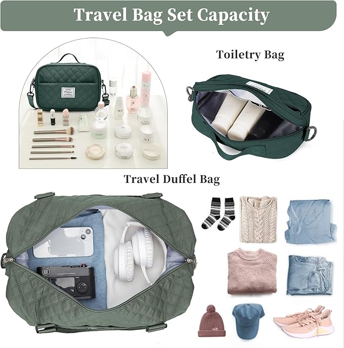 Weekender Bags for Women, Carry on Overnight Weekend Travel Duffel Bag with Shoes Compartment &Toiletry Bag, Personal Item Bag for Travel Business Trips Sport Hospital