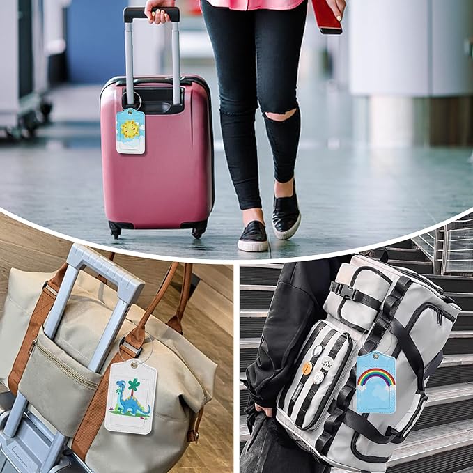 Fishent Luggage Tag, 3 Pack Travel Cruise Luggage Tags for Suitcases, Cute Suitcase Tags Identifiers Bag Tags with Privacy Flap, Baggage Name Tag for Women Men Luggage Backpack Handbag School Bag