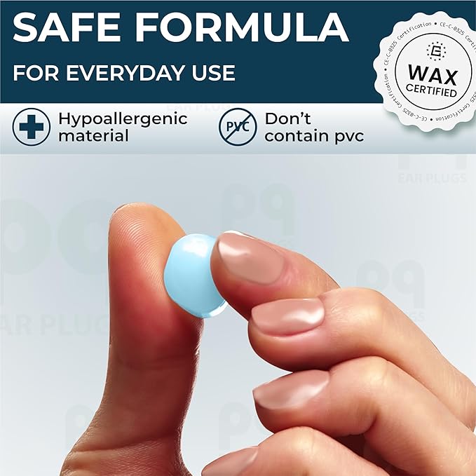Peace&Quiet PQ Wax Ear Plugs for Sleeping, Swimming - 54 Noise Cancelling Silicone Gel Wax Earplugs, Ear Protection for Sleep and Swim, Soft Pillows with Sound Blocking Level 32Db, (54 Pillows)