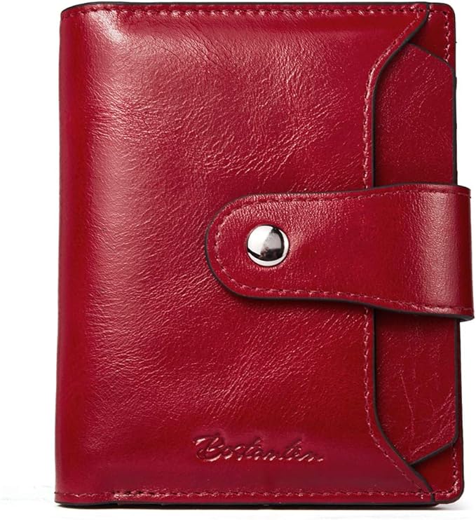 BOSTANTEN Women Leather Wallet RFID Blocking Small Bifold Zipper Pocket Wallet Card Case Purse with ID Window