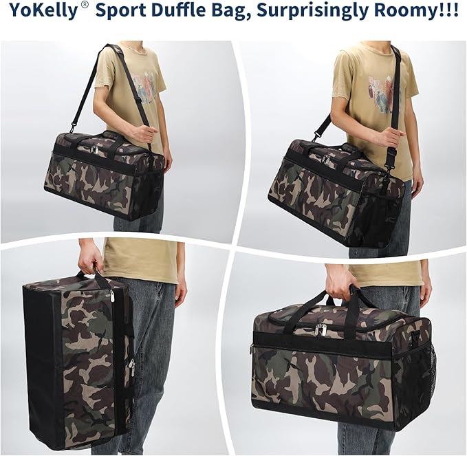 Gym Bag 20 inch Sport Duffle Bag for Men - 40L Weekender Duffel Bag for Travel - Camo