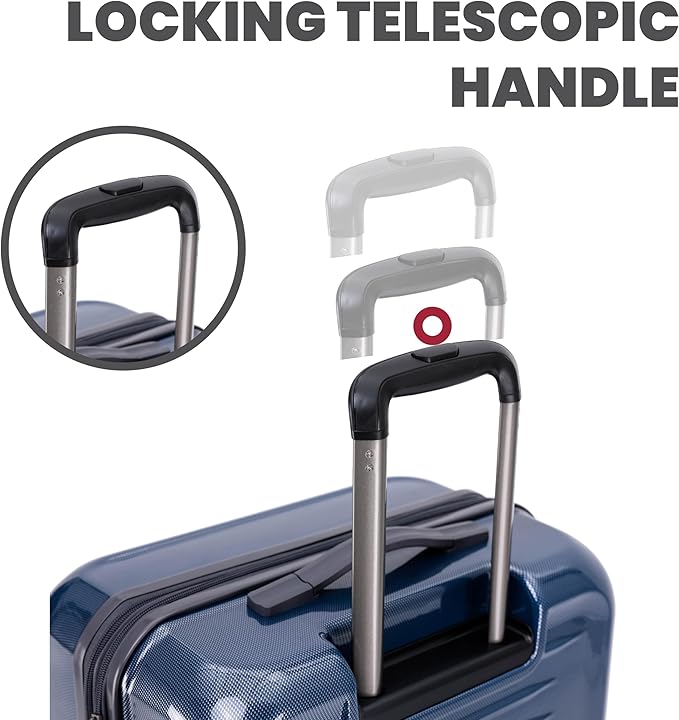 Spyder Rails Expandable Hardside Upright Suitcase with 360° Spinner Wheels, TSA Approved Lock (Navy, Medium Checked)