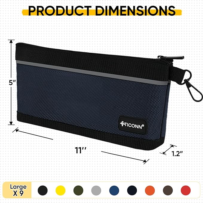 TICONN Tool Pouches with Zipper, 1680D Oxford Small Tool Bags, Waterproof Utility Bag Zipper Pouch for Tool Organizers and Storage (9 Pack Large)
