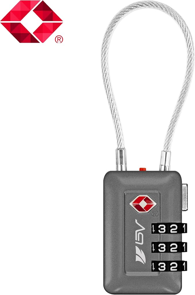 TSA Accepted Luggage Travel Lock, Set-Your-Own Combination Lock for School Gym Locker, Luggage Suitcase Baggage Locks, Filing Cabinets, Toolbox, Case (Slate Gray, 1 Pack)