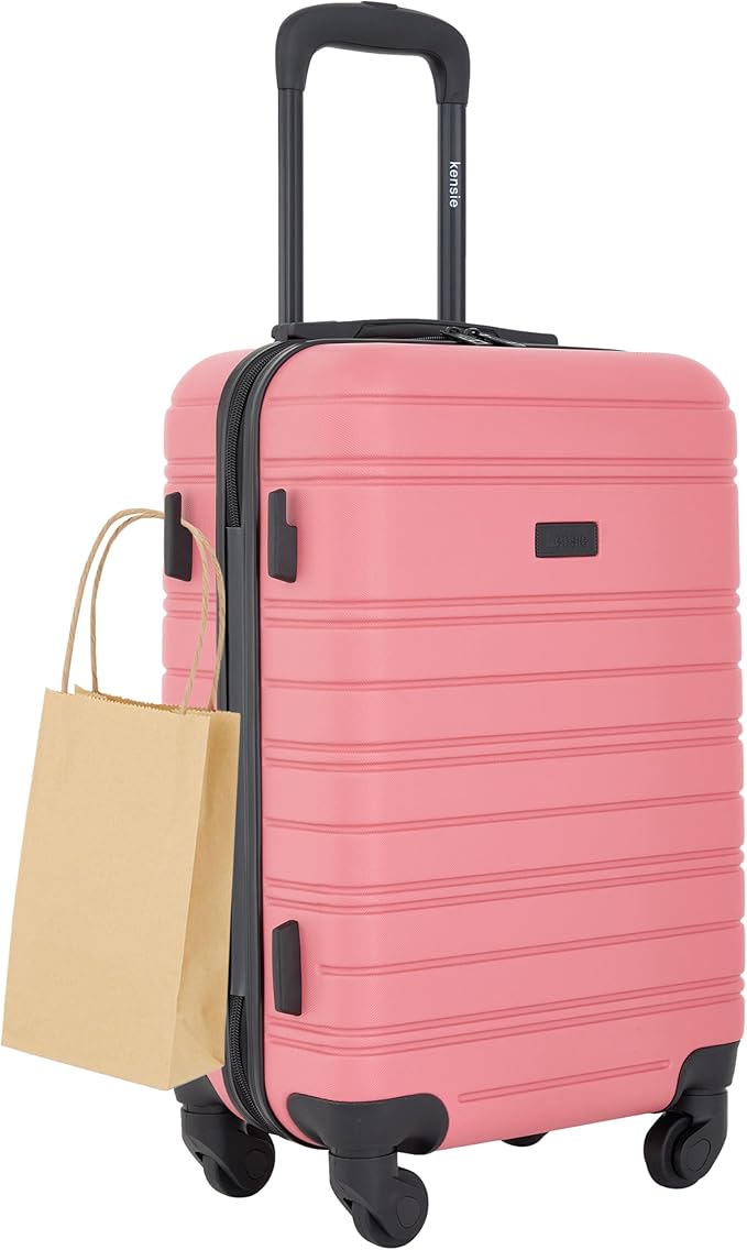 kensie 22" Peonies Hardside Carry-On Luggage with ID Tag, Flowering Ginger