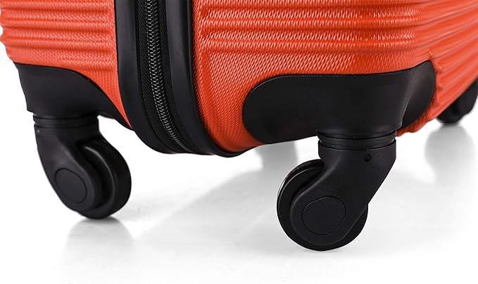 InUSA ROYAL Hardside Luggage with Ergonomic Handles | Spacious Travel Suitcase with Four Spinner Wheels and Studs | 20 Inch Hardside Carry-On Spinner Luggage | Orange