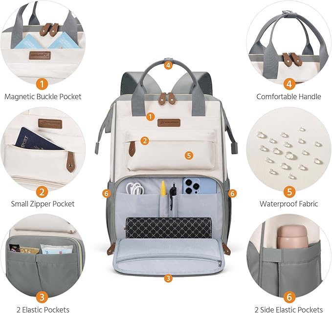 Maelstrom Laptop Backpack, Fits 15.6-17.3 Inch Travel Backpack Gift for Women Men, Waterproof College School Computer Bag, Anti-theft Business Work Bag with Luggage Strap(Grey, 15.6 Inch)