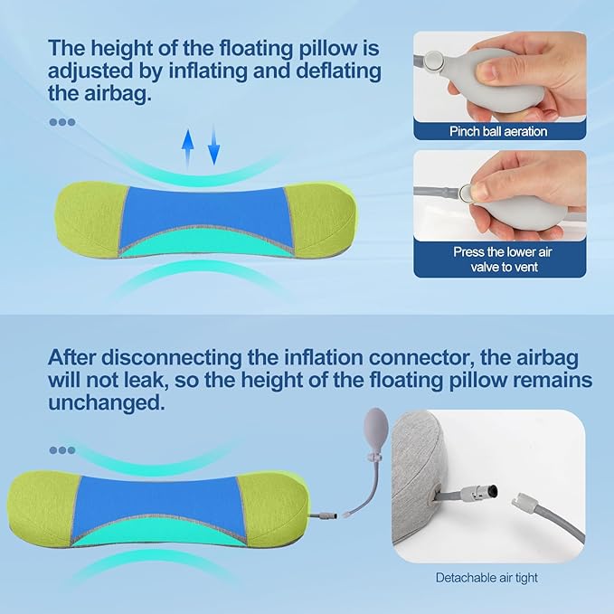 Inflatable Blow up Lumbar Support Pillow for Bed - Memory Foam Lower Back Pillow for Sleeping in Bed - Back Pain Relief While Sleep