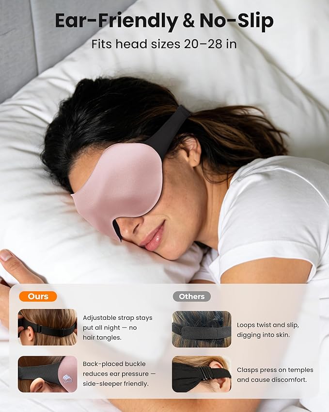 3 Pack 100% Blackout Sleep Mask for Women Men, 3D Eye Mask for Sleeping with Zero Eye Pressure, Side Sleeper Friendly Eye Cover, Night Shift Nurse Essentials for Daytime Sleep & College Dorm Naps