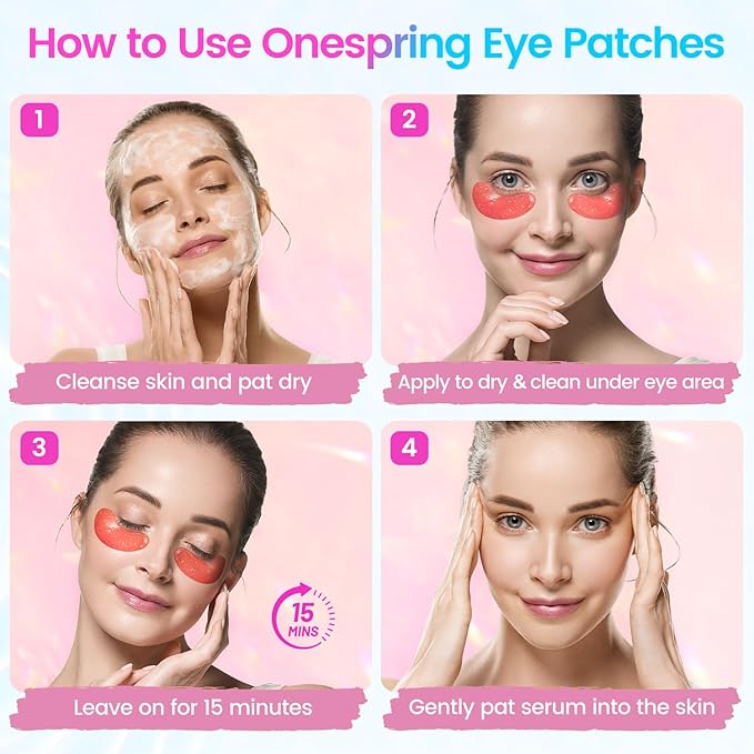 Under Eye Patches (24 Pairs) - Eye Masks for Wrinkles, Puffy Eyes, Dark Circles, Eye Bags, Easter Basket Stuffers, Gifts for Teenage Girls, Under Eye Mask for Refreshing, Revitalizing