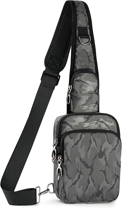 BROADREAM Mini Crossbody Sling Bag, Small Chest Bags Dual Pocket with Zipper Lock, RFID Blocking & Water Resistant Women Men