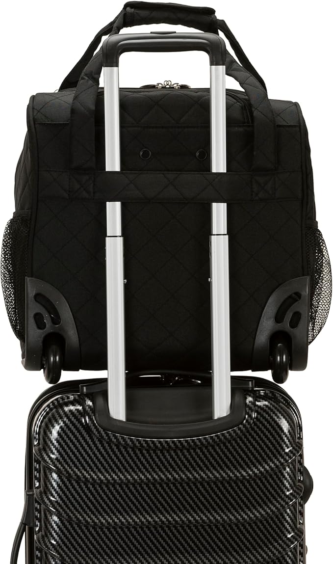 Rockland Melrose Upright Wheeled Underseater Carry-On Luggage, Black, 15-Inch
