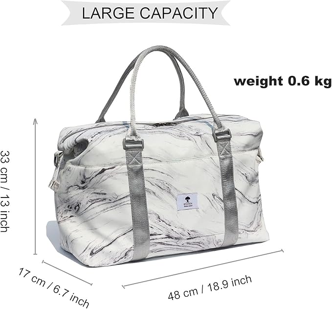 ESVAN Travel Tote Duffel Gym Bag,Weekender Overnight Carry-on Tote Crossbody Bag with Wet Pocket and Trolley Sleeve Upgraded