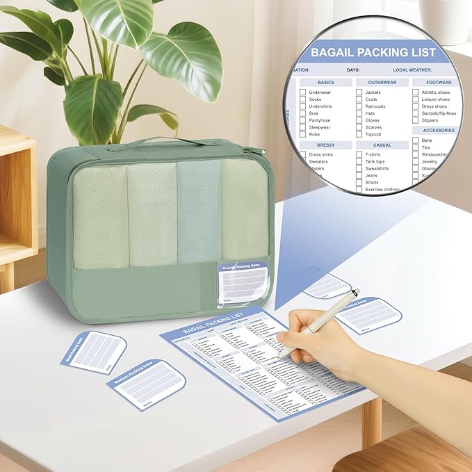 BAGAIL 9 Set Packing Cubes with Packing List Luggage Packing Organizers for Travel Accessories