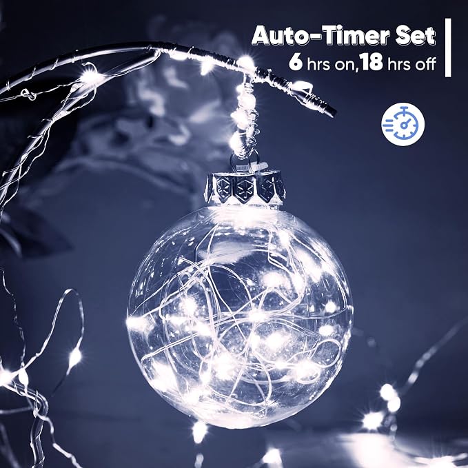 Ariceleo 1 Pack 16.4 Ft. Battery Operated Outdoor String Lights with Remote & Timer, LED Cool White Fairy Lights, Waterproof Twinkle Lights for Bedroom, Dorm, Mason Jar, Wedding, Party, Christmas