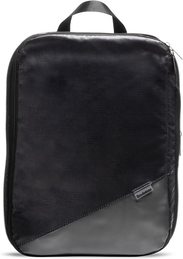 Brookstone Compression Packing Cubes Set - 2 Piece Small and Medium Carry On Luggage Travel Organizer and Compression Bags, Black