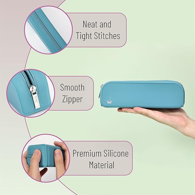 Mr. Pen Silicone Pencil Pouch, Teal Pencil Case, Aesthetic Pencil Bag for Women, Makeup Pouch
