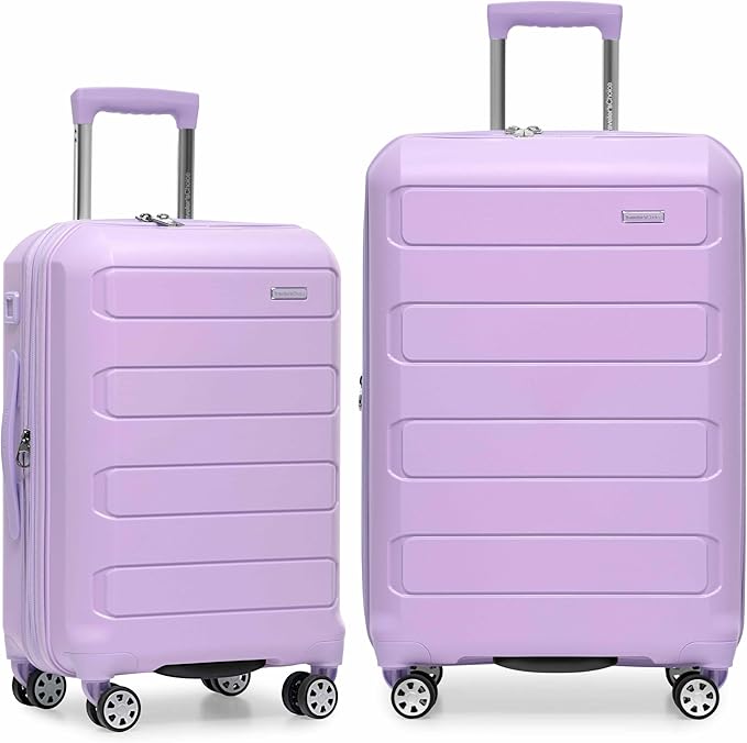 Traveler's Choice Pagosa Hardshell Expandable Luggage with Spinner Wheels, Lavender, 2-Piece Set (22/26)