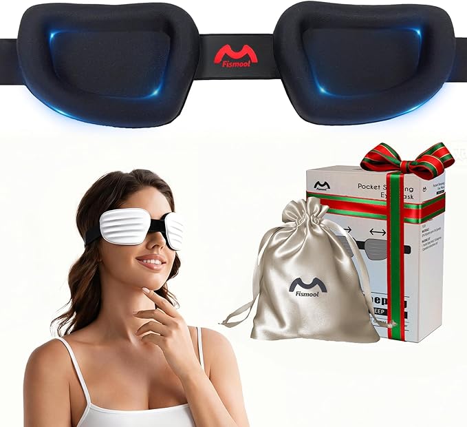 100% Blackout Sleep Eye Mask for Women Men, Zero Pressure Sleeping Mask - Sleeping Mask and Eyelash Friendly Night Blindfold, Adjustable Ultra Soft Comfortable for Dry Eye Mask (Gray)