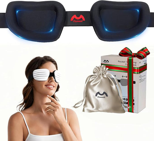 100% Blackout Sleep Eye Mask for Women Men, Zero Pressure Sleeping Mask - Sleeping Mask and Eyelash Friendly Night Blindfold, Adjustable Ultra Soft Comfortable for Dry Eye Mask (Gray)