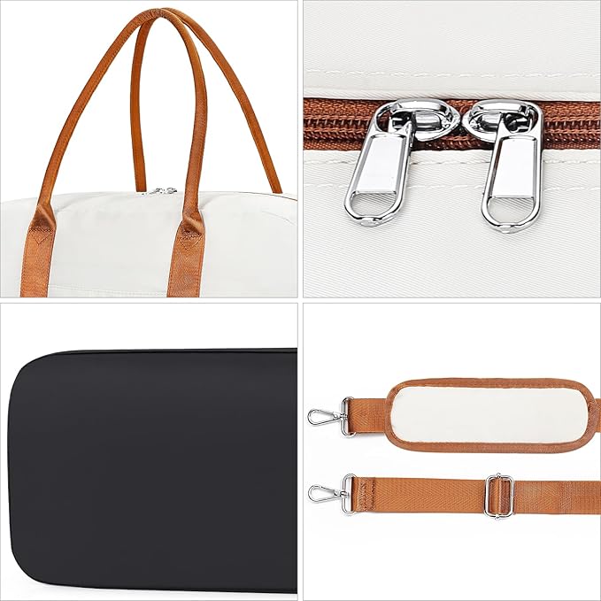 Weekender Bag for Women, Large Overnight Bag Canvas Travel Duffel Bag Carry On Tote with Shoe Compartment 21" 3Pcs Set