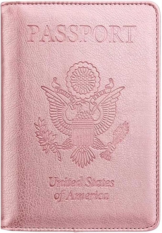 Ciana Passport Holder for Travel – PU Leather Passport Cover and Card Holder for Men & Women – Slim Passport Holder with Card Protector Slot, Travel Must Haves (Rose Gold)