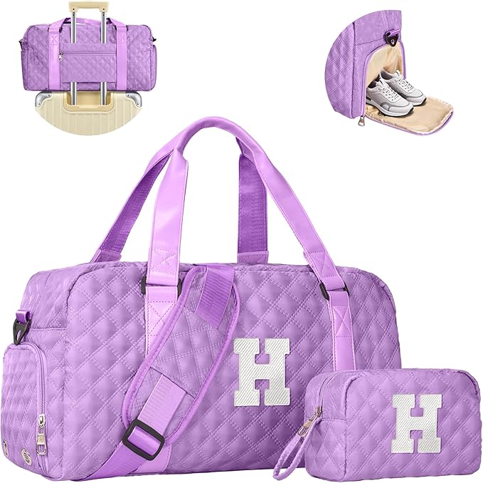 Duffel Bag, Girls Gift Bag Teens, Initial Travel Duffel Bag, Personalized Weekender Bag, Monogram Overnight Bag Gift for Grandmother,Tween Girls Gifts Daughter Gifts Niece Gifts, Mothers Gifts