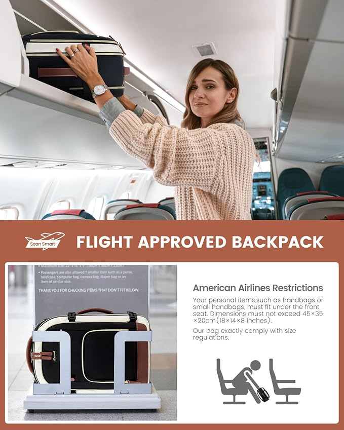 LOVEVOOK 50L Travel Backpack for Women Flight Approved, Carry on Backpack for Airplanes, TSA Personal Item Travel Bag, Waterproof 18 Inch Laptop Backpack, Business Weekender Overnight Daypack, 4Pcs