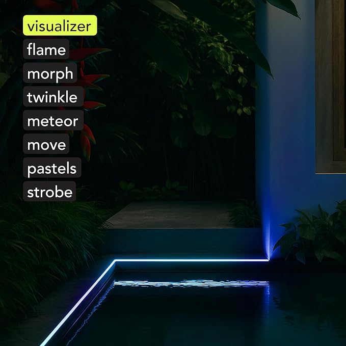 LIFX Neon Flex Rope Lights - 16ft Outdoor LED Rope Light - Compatible with Alexa | Matter Certified, Apple Homekit, WiFi 2.4GHz, Polychrome 60 Zones, RGB 1500-9000K, 2150 lm, IP67, for patios, eaves, pathways