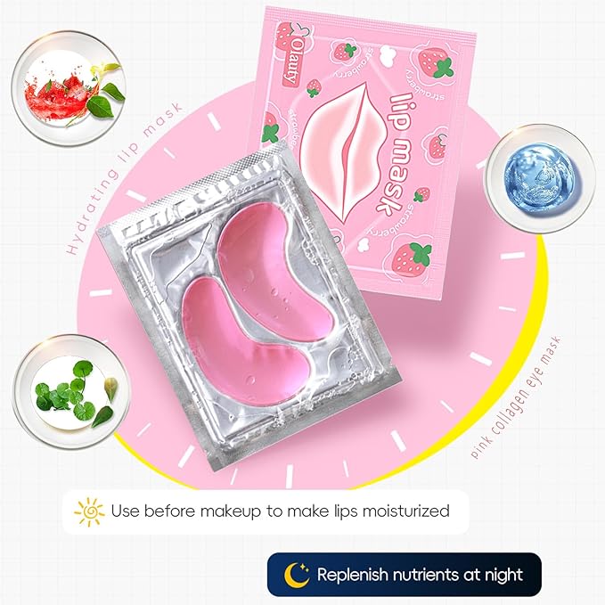 30 Pairs Eye Masks & Lip Masks, Under Eye Patches for Puffy Eyes, Moisturizing Lip Mask Pink Pads, Reducing Fine Lines, Mothers Day Gifts, Bulk Gifts, Teacher Appreciation Gifts, Small Gifts