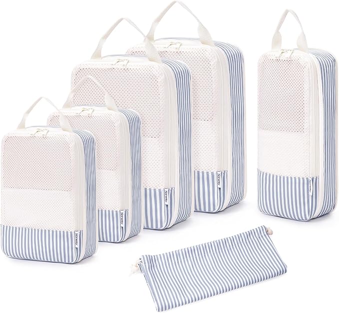 Narwey 6 Set/5 Set Compression Packing Cubes for Travel Kids Women Carry on, Packing Organizers Bag for Backpack Luggage Suitcase Duffle Bags