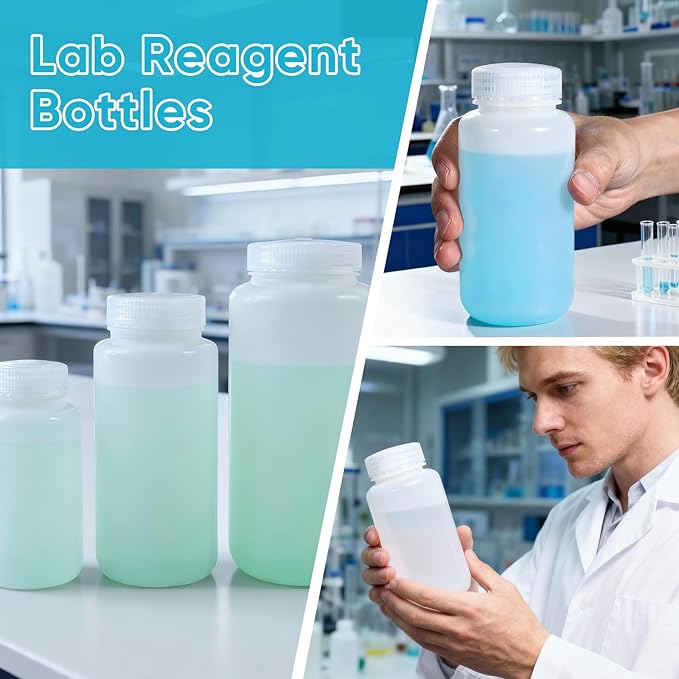 DEMORA 8 oz Plastic Bottles with Lids, Airtight Refillable Wide Mouth Travel Bottles for Toiletries, HDPE Food Grade Plastic Containers for Liquids Pill Water Sample Lab Reagent (Translucent, 2 Pcs)