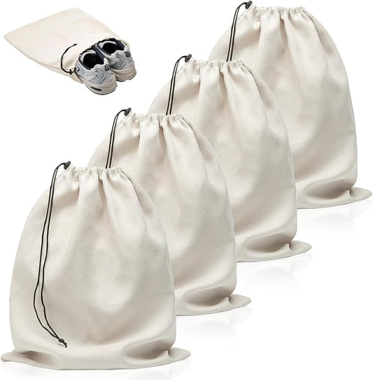 4-Piece Travel Shoe Bag with Drawstring Shoe Bag, Dustproof Shoe Bag, Washable and Reusable (Beige)