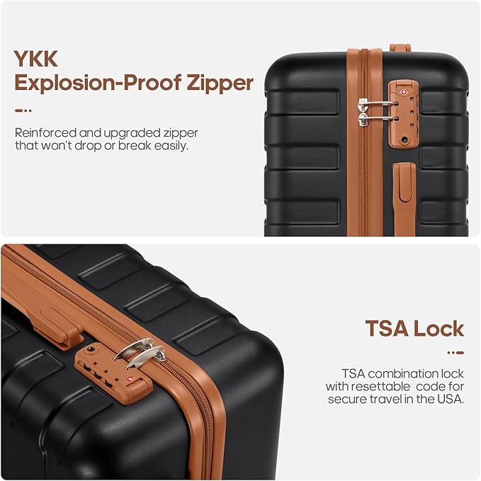 Luggage Sets 3 Piece, 20 Inch Hardshell Carry On Luggage 22x14x9 Airline Approved, Suitcase with TSA Locks & YKK Zippers, Carry On Suitcase with Wheels for Men & Women Travel