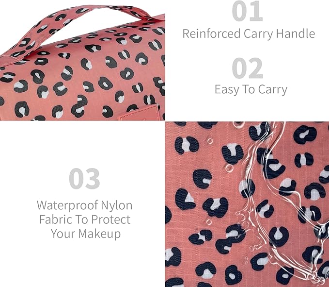 Large Capacity Toiletry Bag Travel Bag with Hanging Hook for Men and Women Waterproof Travel Cosmetic Bag Bathroom Storage Bag for Brushes Set,Full-Sized Shampoo,Accessories-Navy Flamingo