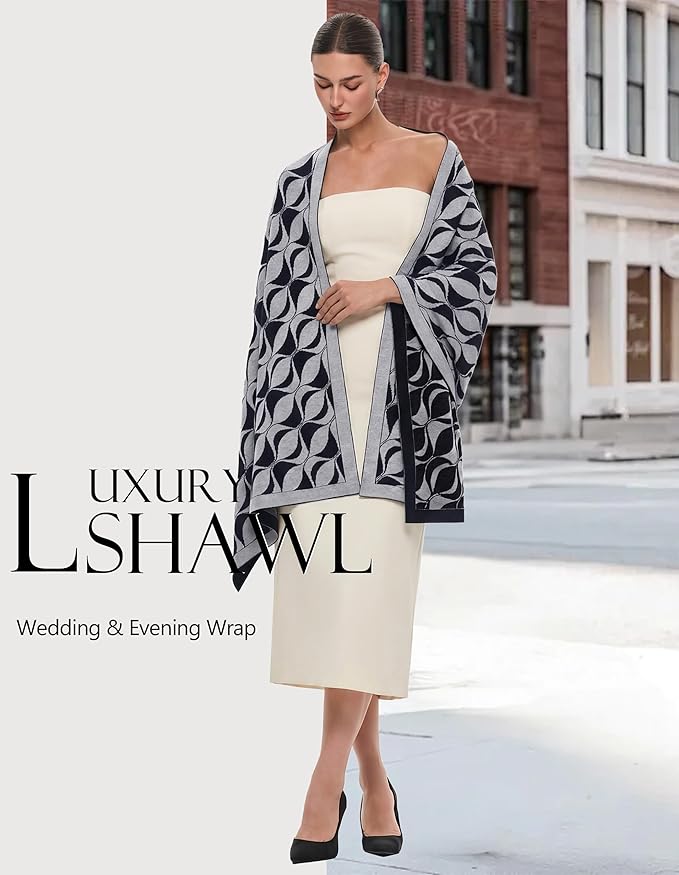 PULI Women's Pashmina Shawl Wraps for Evening Dress Large Scarf Blanket Long Wedding Bridal Winter Warm Shoulder Wrap