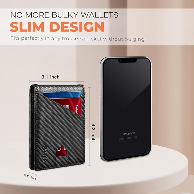 Zitahli Bifold Wallets for Men - Slim RFID Leather Credit Card Holder for 6-11 Cards, Minimalist Thin Wallet with ID Window & Cash Slot,Front Pockt Carteras Para Hombres, Birthday Gifts for Men | Slim, RFID Blocking, Premium, Front Pocket, Gift Box, Le...